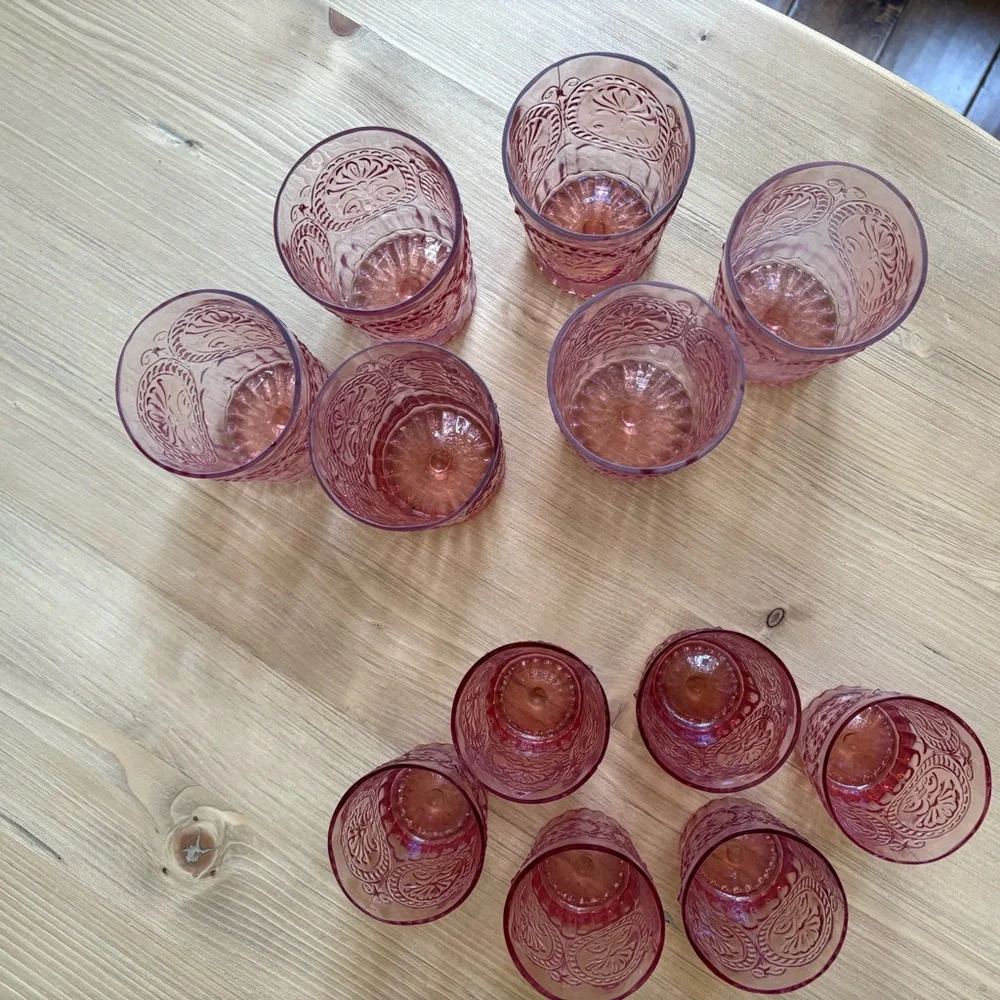 Anthropologie Large Pink Bohemian Glass Tumblers (Set of 6) - Picture 3 of 11